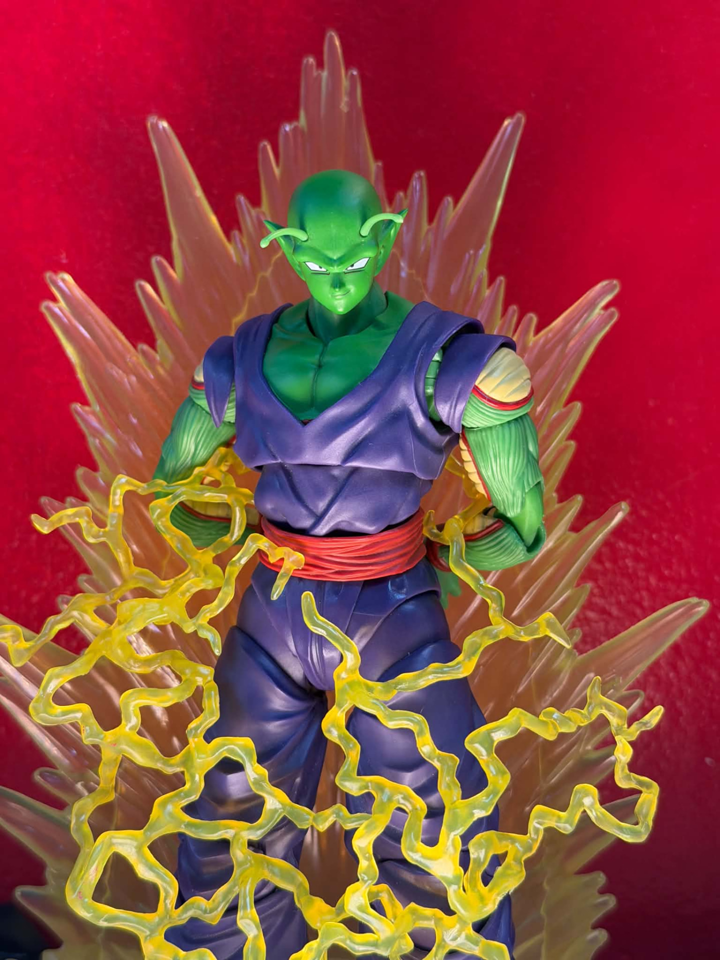 Close-up of the same figure surrounded by translucent energy lightning